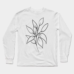 Leaves minimal line art Long Sleeve T-Shirt